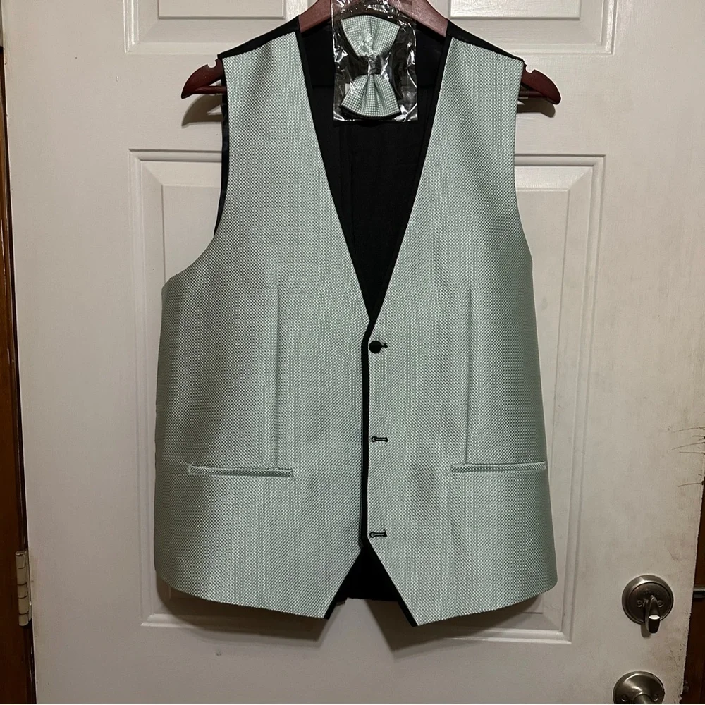 Mint 1 Button Slim-Fit Tuxedo with Jacket, Vest, Pants, Bowtie by Giovanni Testi
